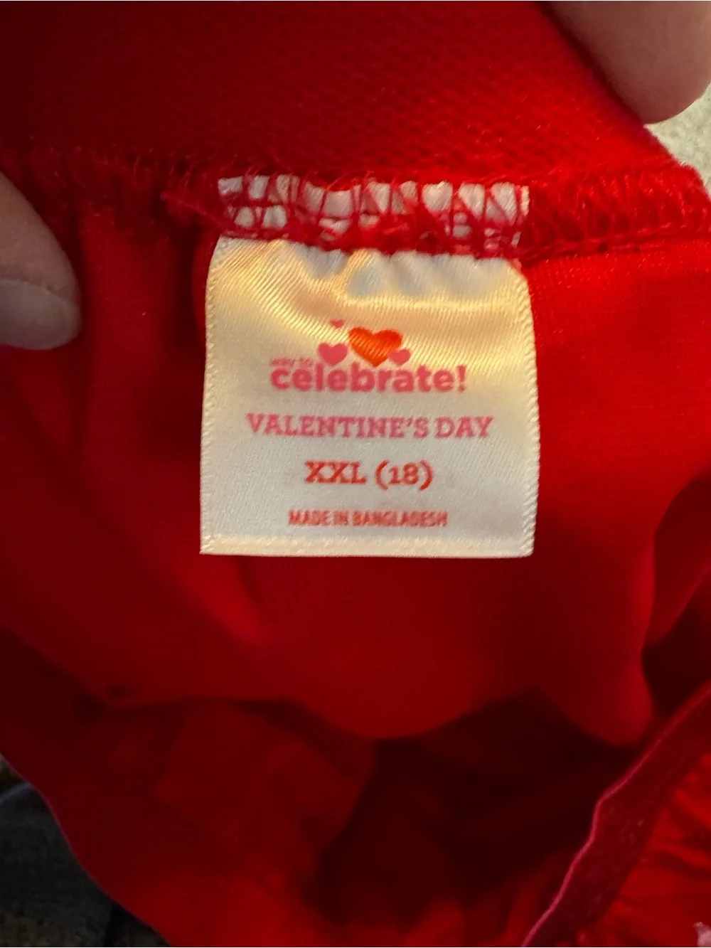 Celebrate Valentine’s Day Red cupcake skirt Girls XXL (18) Metallic hearts